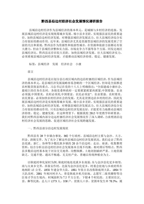 黔西县沿边村经济社会发展情况调研报告