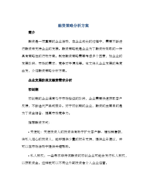 融资策略分析方案