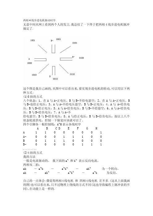 两相4线步进电机驱动时序