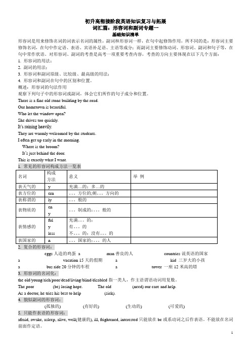 中考复习词汇篇：形容词和副词专题