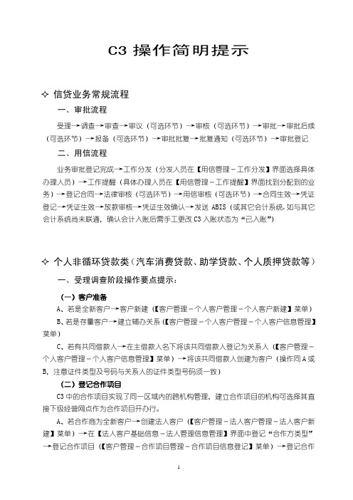 C3操作简明提示