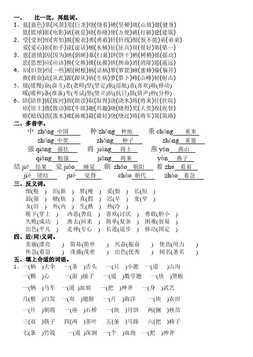最新苏教版小学二年级语文下册总复习题及答案