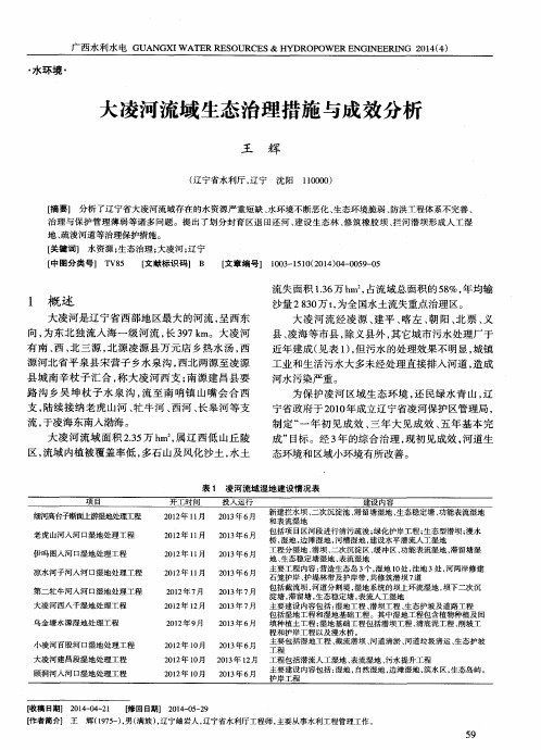 大凌河流域生态治理措施与成效分析