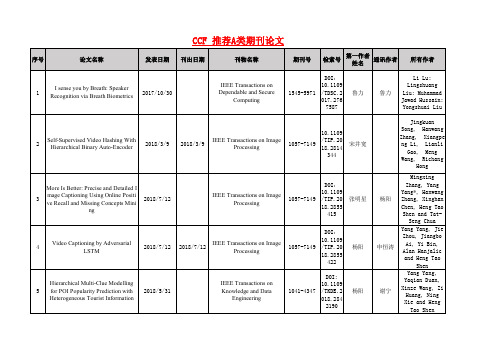 CCF推荐A类期刊论文