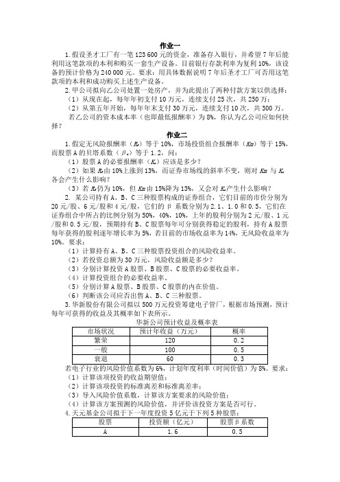 湘潭大学财务管理财务管理作业
