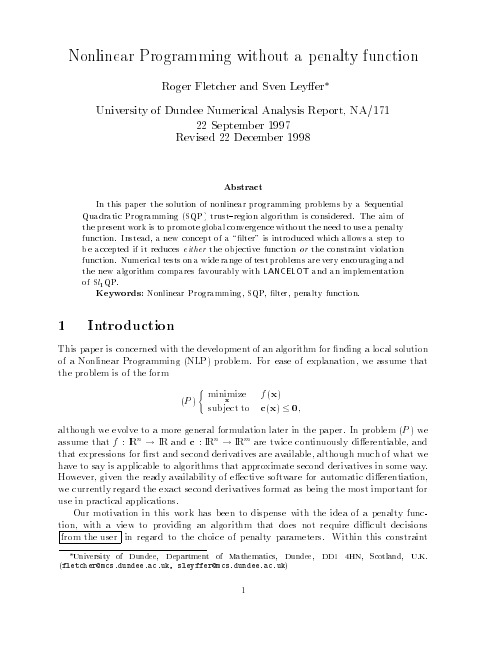 Nonlinear programming without a penalty function