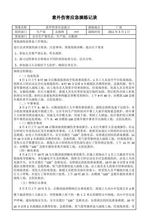 意外伤害应急演练记录