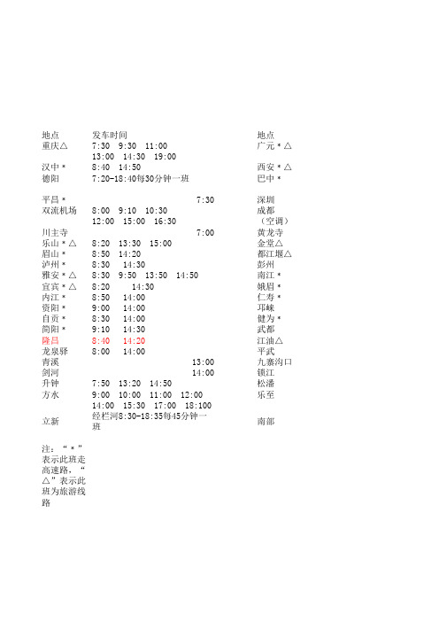 绵阳平政汽车站客车时刻表2
