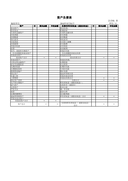 含公式会计报表(会计科目余额表、资产负债表、损益表利润表、权益变动表、现金流量表及报表附表等)