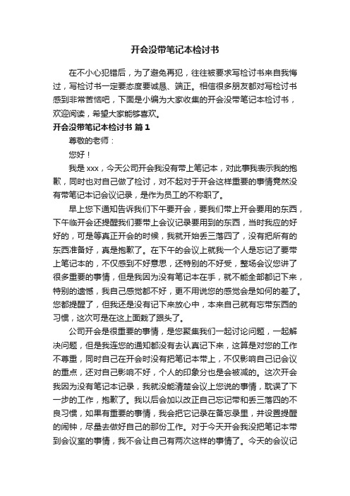 开会没带笔记本检讨书（精选6篇）