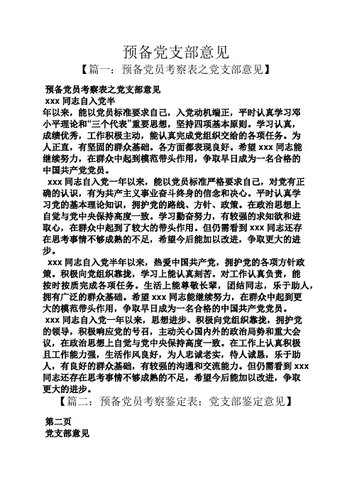 预备党支部意见