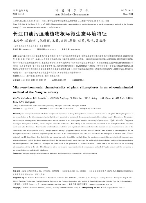 长江口油污湿地植物根际微生态环境特征