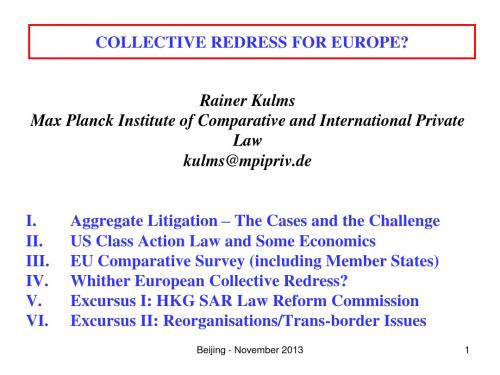 COLLECTIVE REDRESS FOR EUROPE