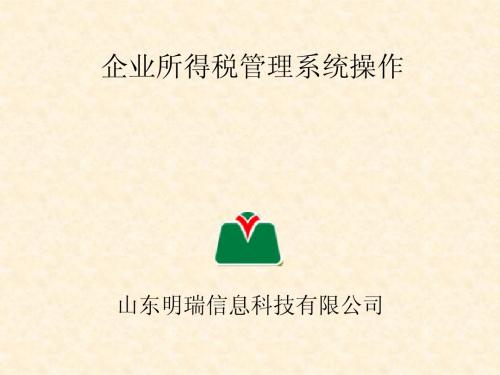 企业所得税管理系统培训