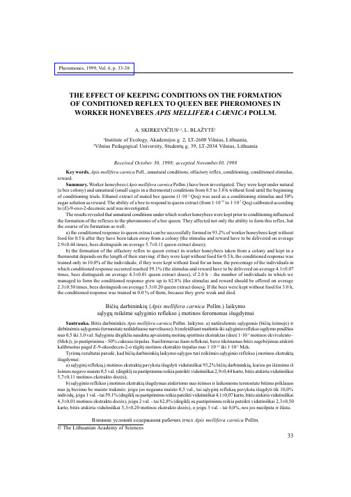 THE EFFECT OF KEEPING CONDITIONS ON THE FORMATION OF CONDITIONED REFLEX TO QUEEN BEE PHEROM