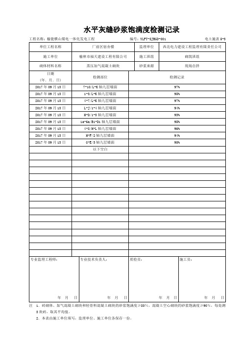 水平灰缝砂浆饱满度检测记