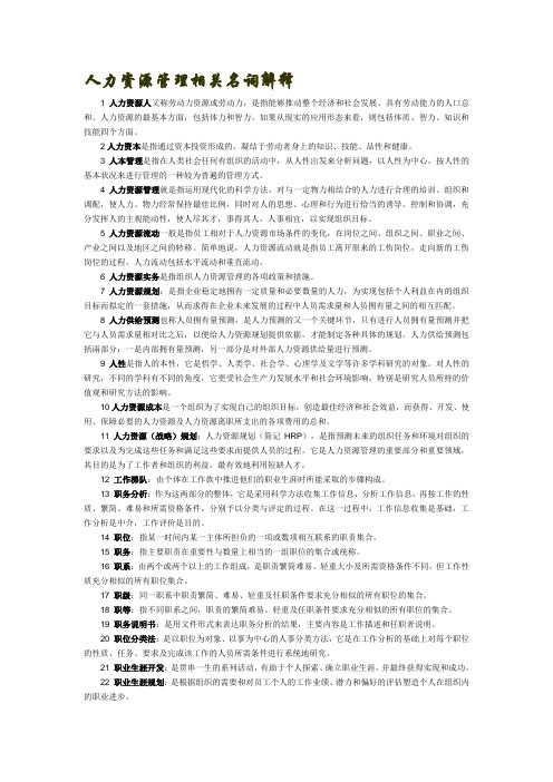hr相关名词解释