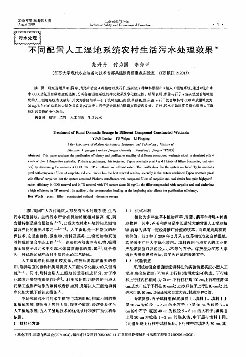 不同配置人工湿地系统农村生活污水处理效果