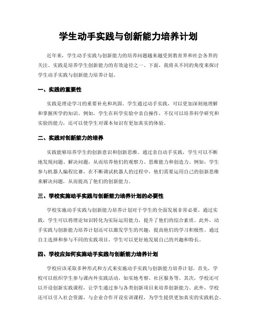 学生动手实践与创新能力培养计划