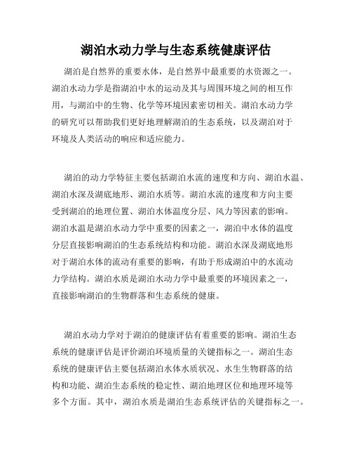 湖泊水动力学与生态系统健康评估
