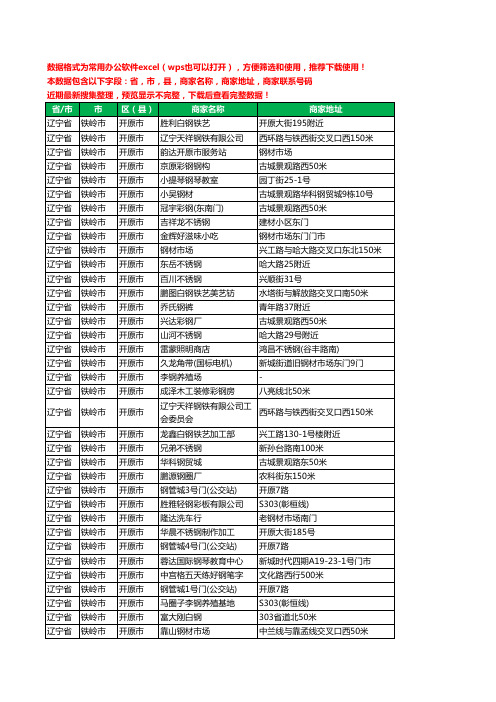 2020新版辽宁省铁岭市开原市钢材工商企业公司商家名录名单联系电话号码地址大全52家