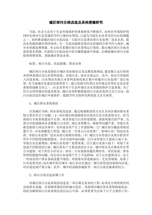 城区雨污分流改造及具体措施研究