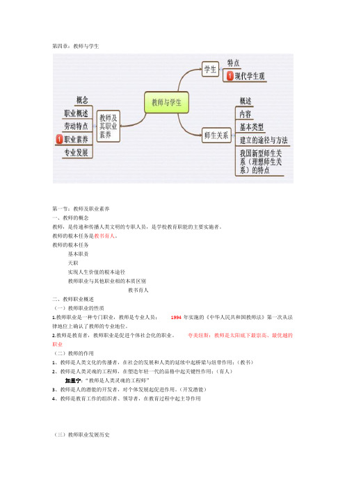 教师考编 教育学第四章教师与学生知识点