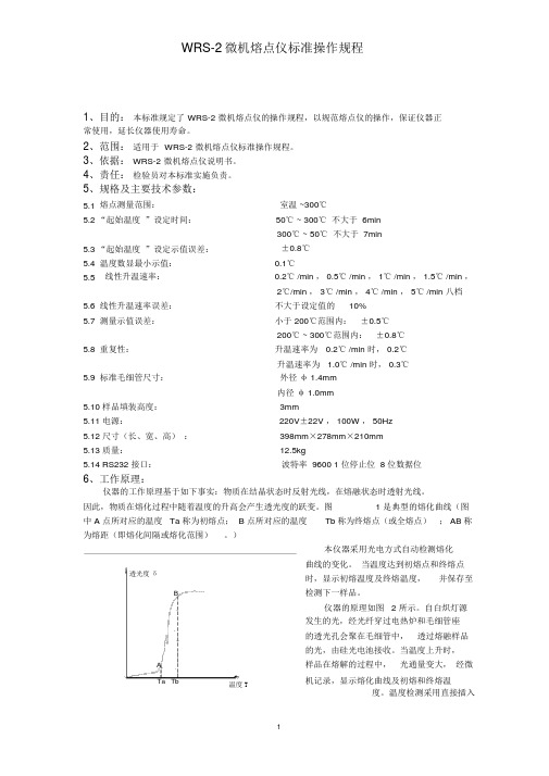 WRS-2微机熔点仪标准操作规程