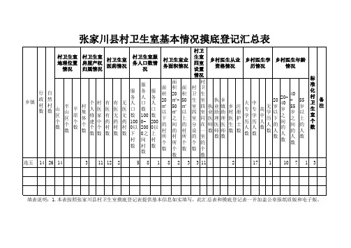村卫生室摸底登记汇总表