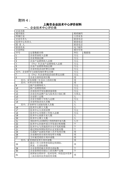 上海市企业技术中心评价材料