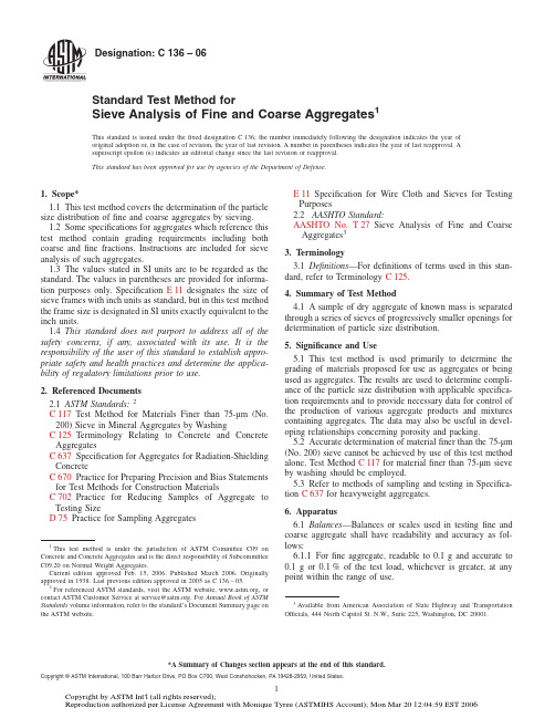 ASTM C136-06 _Sieve analysis of coarse and fine aggregates