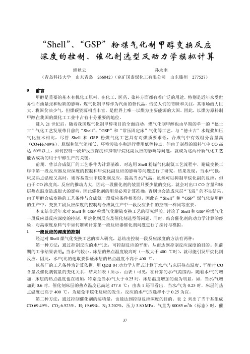 “Shell”、“GSP”粉煤气化制甲醇变换反应
