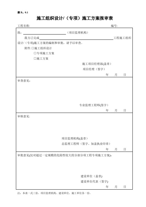 附录B-施工单位报审、报验用表