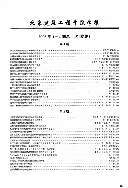 北京建筑工程学院学报2008年1—4期总目次(卷终)