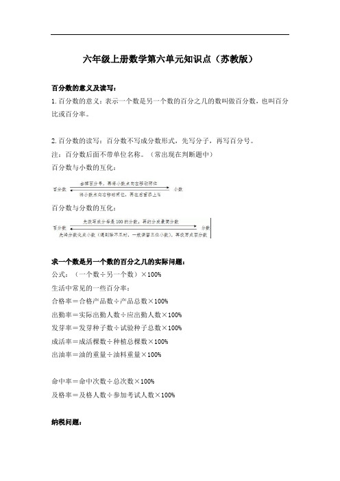 六年级上册数学第六单元知识点(苏教版)