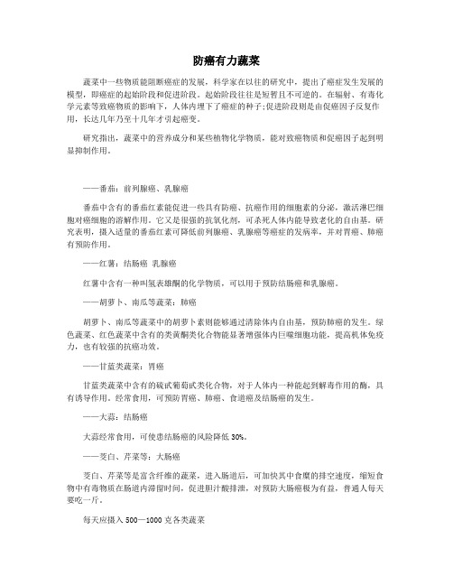 防癌有力蔬菜