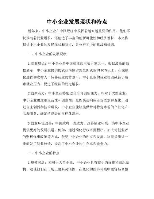 中小企业发展现状和特点