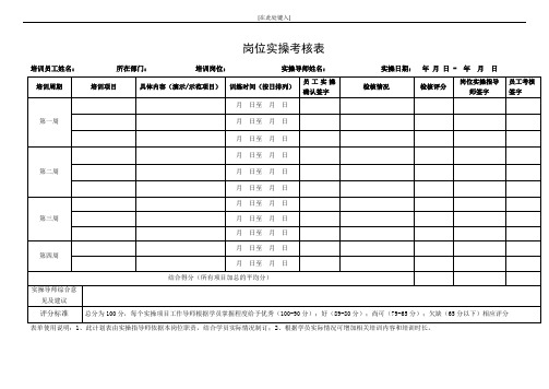 岗位实操考核表