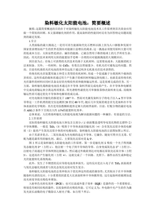 染料敏化太阳能电池：一次简要回顾