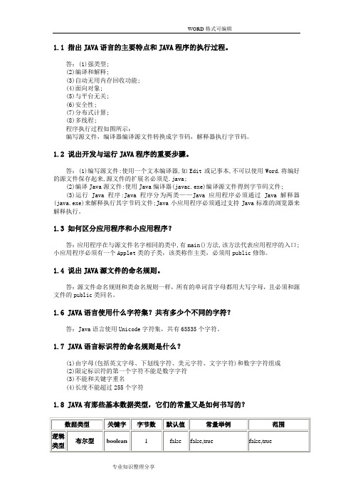 《Java语言程序设计(一)》课后习题答案解析全集