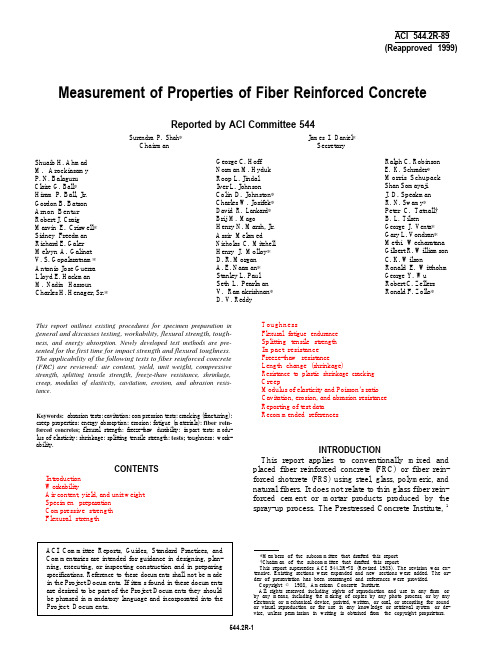 ACI 544-2R-89 (1999) Measurement of Properties of FRC