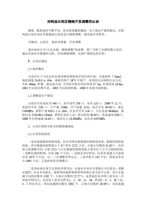 对纯油示范区精细开发调整的认识