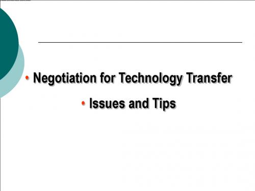 Negotiation for Technology Transfer