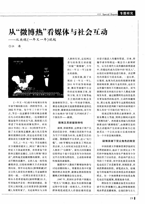 从“微博热”看媒体与社会互动——从央视《一年又一年》说起