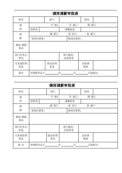 调岗调薪审批表