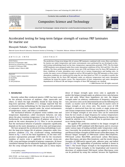 Accelerated testing for long-term fatigue strength of various FRP laminates for marine use