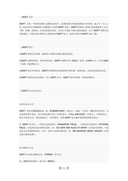 MT700信用证SWIFT介绍8页