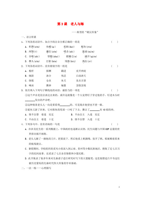 高中语文 第3课 老人与海课后同步练习 新人教版必修3