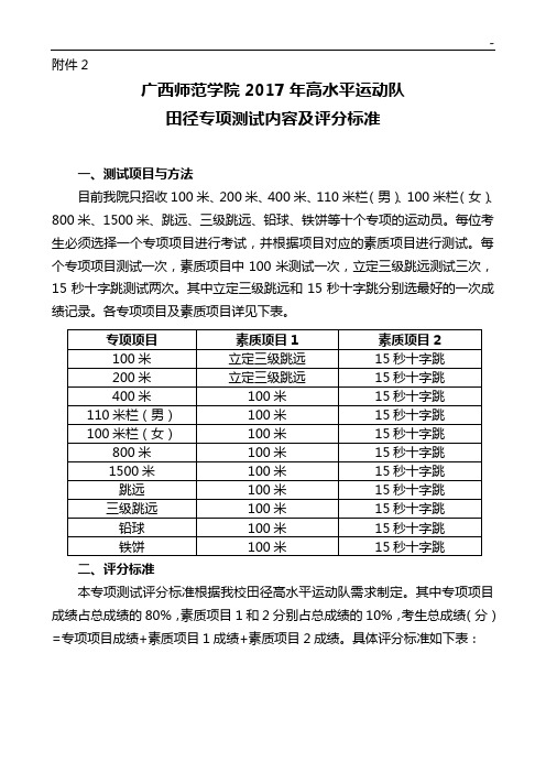 2013年高水平运动队田径项目开发
