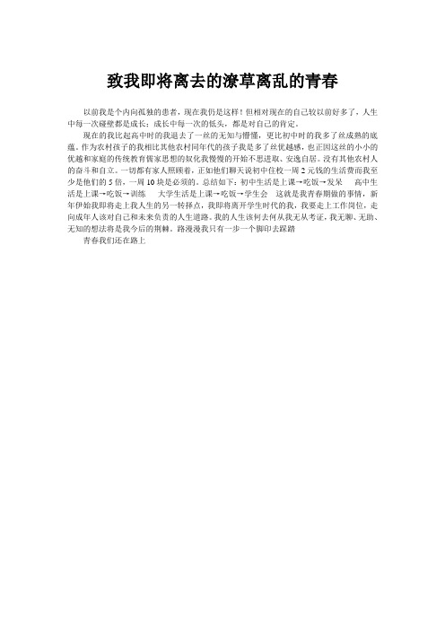 致我即将离去的潦草离乱的青春